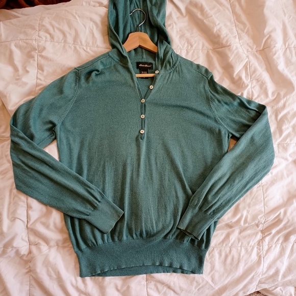Vintage Eddie Bauer Cotton Modal Cashmere Hooded Sweater - Picture 3 of 6